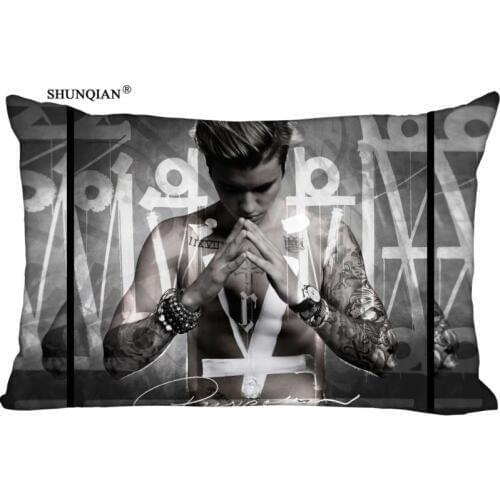Custom Justin Bieber Pillowcase Home Living room cushion pillowcase Rectangular Silk Pillowcase Two Sides Printing