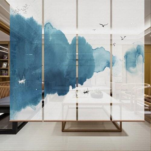 Hot sell hang shade Landscape painting room divider adjustable height