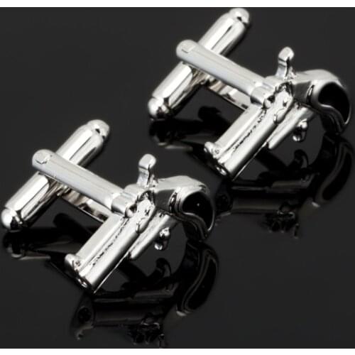 Luxury Fashion Pistol design Cufflink For Mens High Quality Vintage Antique France Shirt silvery Cuff Links For Men Jewelry
