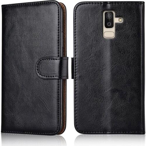 Luxury Flip Book Leather Case for Samsung Galaxy On8 2018 Stand Wallet Phone Bags Cover with Strap