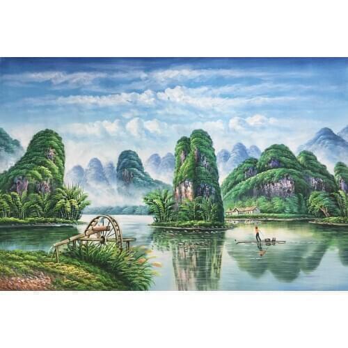 Hand Painted Modern Oil Painting on Canvas China Famous Guilin landscape Canvas Painting Wall Art Picture for Home Decoration