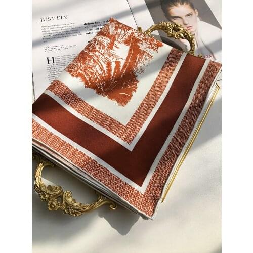 Twill 100% Mulberry Silk Scarf Women All-match Korean Silk Scarf Womens Spring Autumn Lady 90 Shawl Printed 14MM
