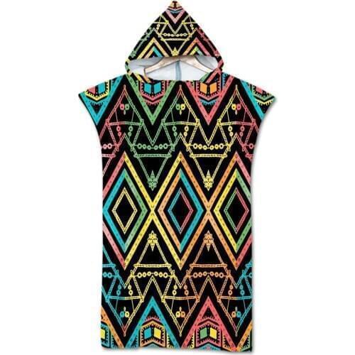 New Retro printed Hooded Towel Adults Cloak Beach Towel Poncho Microfiber Swimming Bath Towels Bathrobe Beachwear