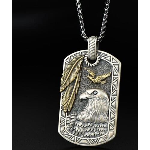 Vintage Gold Eagle Medal Pendant Necklace for Mens High Quality Metal Rock Party Jewelry