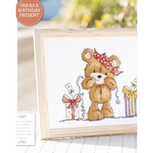 Needlework Cross stitch Handmade 14CT Counted Canvas DIY,Cross-stitch kits,Embroidery Magazine-Birthday Bear 30-26