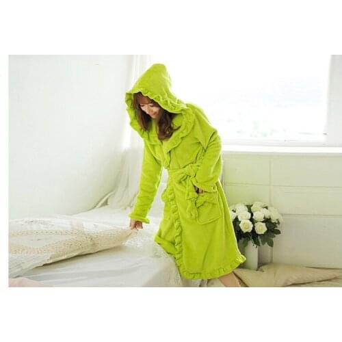 2019 sexemara new arrival fashion women sleeping cloth feel comfortable flannel Fruit green Bow flower lace free shipping