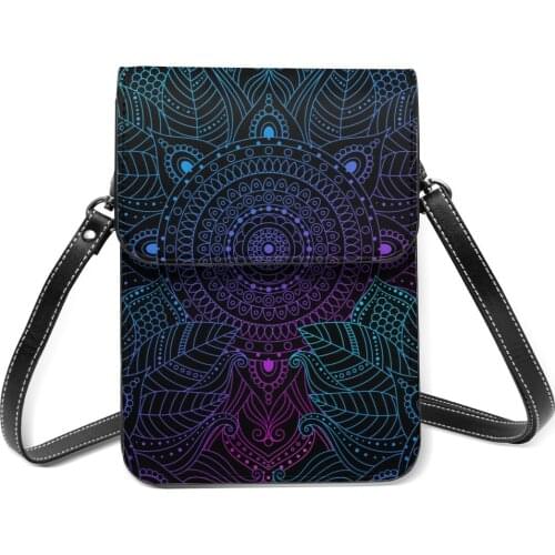 Women Messenger Shoulder Straps Bag Gradient Mandala Boho Mosaic Tiles Card Holders Cell phone Pocket Handbag Ladies Phone Purse