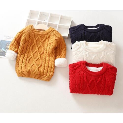 IENENS Winter Boys Girls Sweaters Clothes Clothing Baby Warm Sweater Coats Children Kids Thicken Tops Wool Pullovers Fit 1-12Y