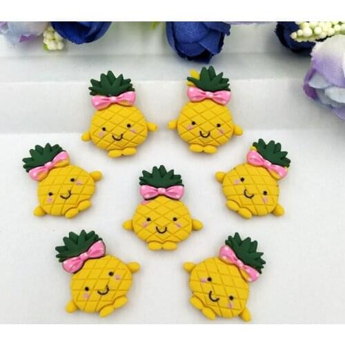 10pcs Lovely Resin pineapple Miniature Pattern Applique DIY Home Decor Scrapbook Craft