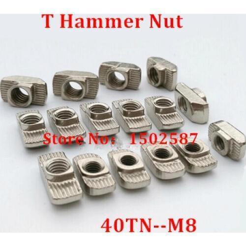 100pcs 40-M8 hammer nut M8 block t slot nuts 4040 aluminum profile extrusion M8*19*10mm