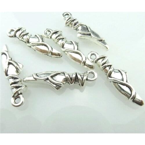 15pcs Antique Silver Metal 23*7mm Dancing Shoes Charms Pendants DIY Jewelry Findings Accessories Wholesale 15012