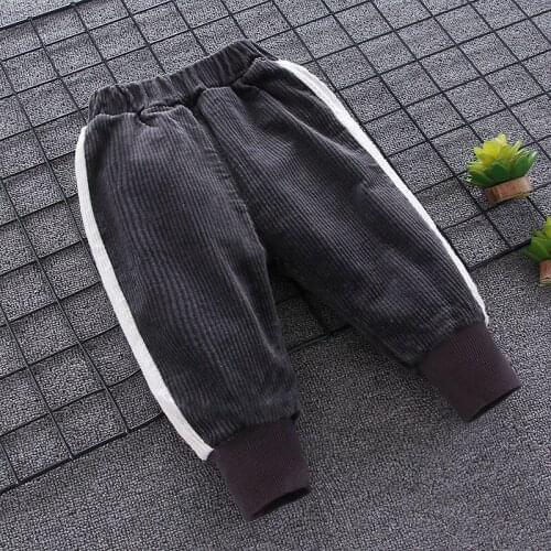 2021 Winter Boys Pants New Kids Plush Warm For Fashion Autumn Casual Elastic Waist Children Clothing 0-4 Years Old
