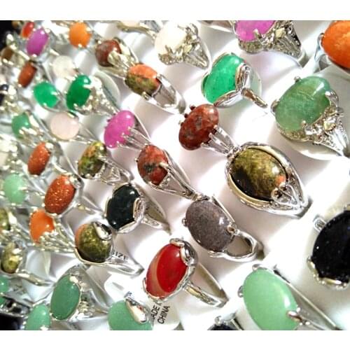 25PCS Beautiful Colorful Stone Rings Womens Elegant Silver Plated Quality Rhinestone Rings Girls Party Rings Good Resale