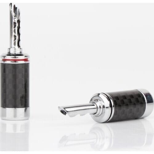 4pcs Rhodium Plated plug,Carbon Fiber Speaker Cable Banana Terminal Plug Connector