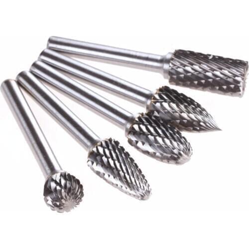 5pcs 12mm Head Tungsten Carbide Rotary Point Burr Die Grinder Bit 6mm Shank Kit