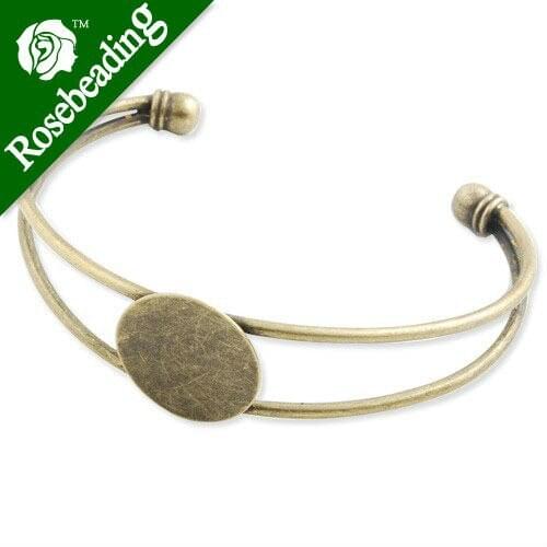 Bracelet With 20 MM Round Setting,Cuff,Adjustable,Antique Brozen Plated Brass,Lead Free And Nickel Free,Sold 10PCS Per Lot