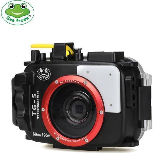 Seafrogs For Olympus TG-5 Case 60m/195ft TG5 Underwater Diving Camera Housing Waterproof Case with Dual Fiber-Optic ports