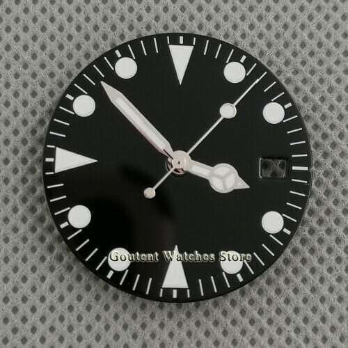 28.5mm black watch Dial Green Luminous Hands fit ETA 2836 2824 Miyota 8215 821A，DG2813 3804 Movement