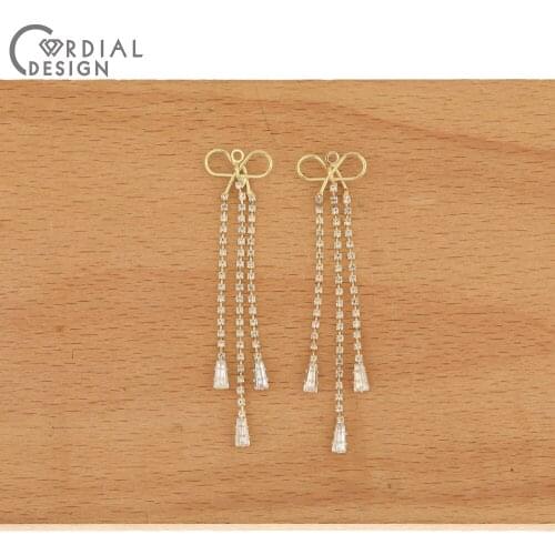 Cordial Design 50Pcs 15*66MM Jewelry Accessories/CZ Earring Charms/Bowknot Shape/Claw/Jewelry Findings & Components/Hand Made