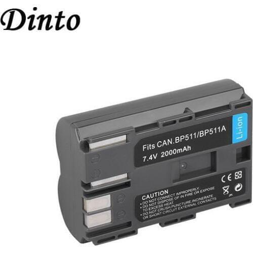 Dinto 1pc 2000mAh BP-511A BP511 BP-512 Digital Battery Li-ion Camera Batteries for Canon 20D 300D 30D 5D D30 D60 G1 G2 G3 G5