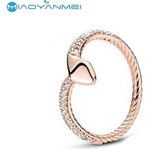 Women Birthday Gift 2020 Autumn New 925 Sterling Silver Rings Rose Gold Snake Zircon Ring Lady DIY Fashion Jewelry