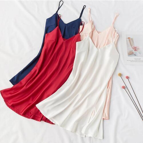 Sexy Silky Women Sleep Robe Strap Top Sleepwear V-Neck Nightdress Lady Home Wear Nightgown Bath Gown Sleepshirts Bathrobe M-XL