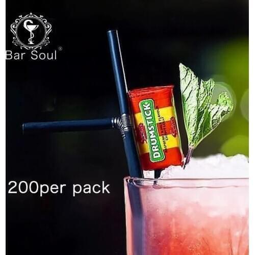 Bar Soul Cocktail Straws 200pcs/lot Black/White Food Grade Plastic Drinking Straws Cocktail Decoration Bar Tools
