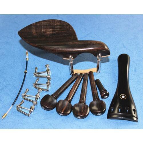 1 sets Natural ebony wood 4/4 violin Parts pegs chinrest endpin tuners tail gut