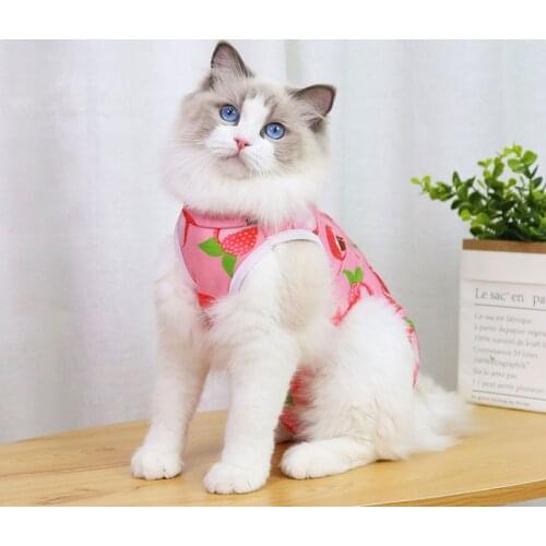 Cat Surgery Recovery Suit Printed Sleeveless Pet Tops Shirt Back Hook & Loop Closure Breathable Costume for Dog WXV Sale