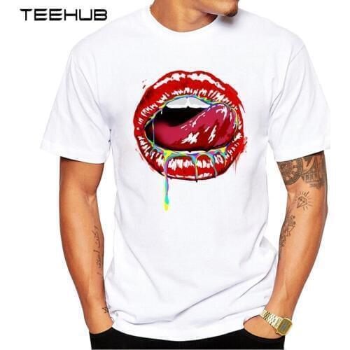 2019 TEEHUB Summer Fashion Delicious Red Lips Printed T-Shirt Short Sleeve Popular Design Tops Novelty Tee