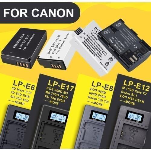 LP-E6 LPE6 LP E6 LP-E8 LPE8 LP E8 LP-E12 LPE12 LP E12 LP-E17 LPE17 LP E17 Digital display LED dual charger for Canon camera