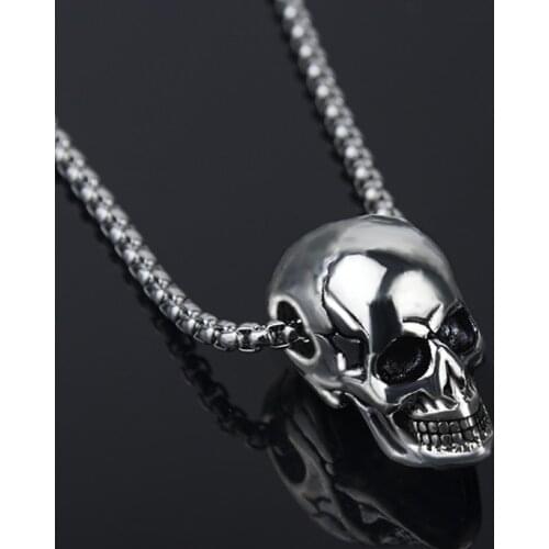 Horror Skull Head Pendant Mens Necklace New Fashion Sliding Metal Pendant Accessories Party Jewelry