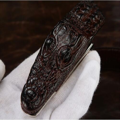 3D crocodile famous genuine Leather Designer Men Belts Luxury brand smooth Buckle Belts For man high quality ceinture homme