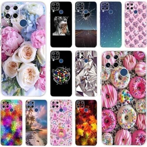 For OPPO Realme C15 2020 Case Silicone Flower Floral Back Cover Phone Case For Realme C15 C 15 Capa RMX2180 RealmeC15 Soft Cover