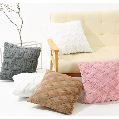 Soft Comfortable Fluffy Solid Plush Square winter Cushion Cover Modern Throw Pillow Case Car Sofa Decor Supplies 45*45cm
