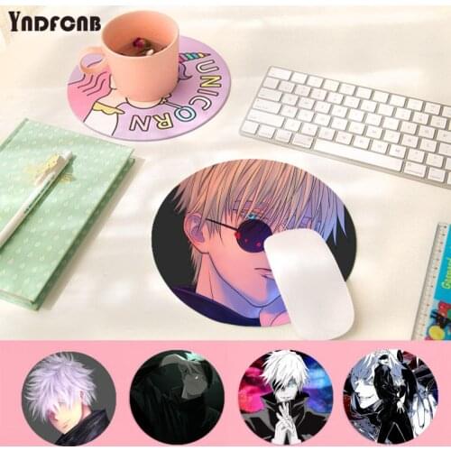 YNDFCNB Non Slip PC Jujutsu Kaisen Gojo Satoru Computer Gaming round Mousemats gaming Mousepad Rug For PC Laptop Notebook