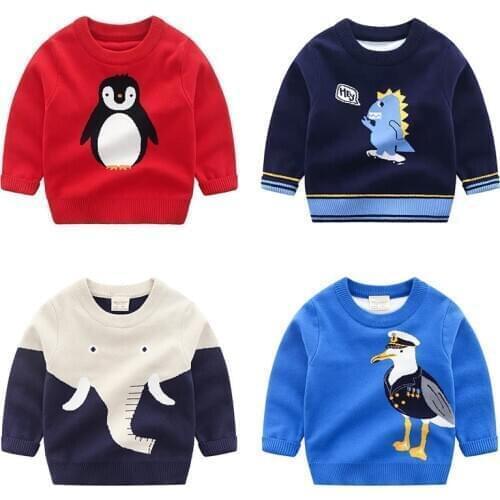 New 2021 Kids Children Pullover Sweater Autumn Winter Boys Cute Cartoon O-neck Knitted Jumper Sweaters Tops Clothing