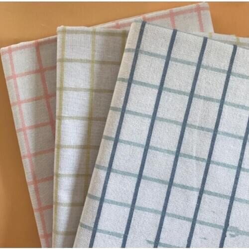 Plaid Printed Linen Fabric Patchwork Cotton Linen Fabric Blue/Pink/Yellow Canvas Sewing Materrial For DIY Handmade Textile