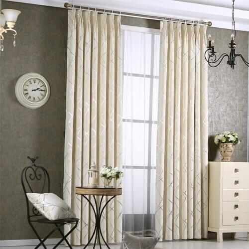 Thick Chenille Blinds Jacquard Curtain Fabric for Livingroom Bedroom Silver Blackout Custom Size Shade American Style WP293-30