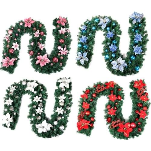 2.7 m Christmas rattan garland Artificial Flower Christmas Tree Hanging Ornament Xmas Ball Decoration Around Hanging Flower Vine