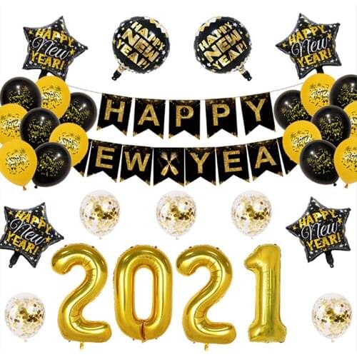 Happy New Year 2021 Decorations Foil Balloons For Christmas Home Decor New Year Eve Party Noel Navidad New Year Baloons