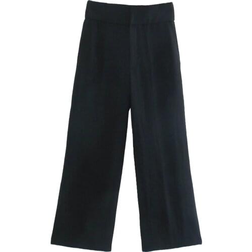 Dave&Di High Waist Wide Leg England Style Fashion Simple Solid Loose Pantalones Mujer Ankle Length Trousers Pants Women Women