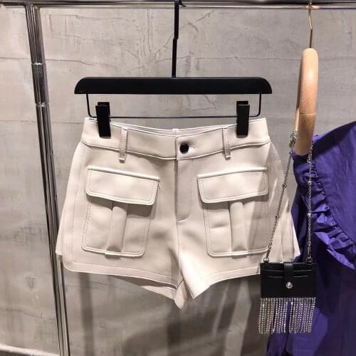 Genuine Leather Shorts Women Real Lambskin Pants Ladies Sheepskin Riding Shorts