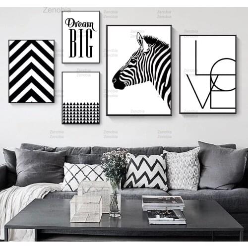 Nordic Canvas Painting Modern Home Decoration Scandinavian Posters and Prints Wall Art Letter Black White Abstrac Pictures Decor