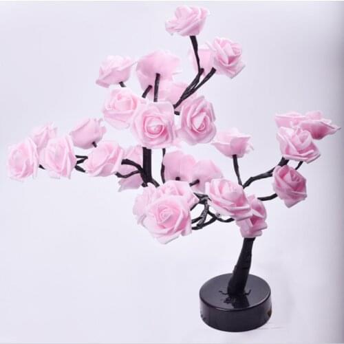 LED Table Lamp Lights Rose Flower Tree Night Lights Home Decoration Parties Xmas Christmas Wedding Bedroom Decor Lamp
