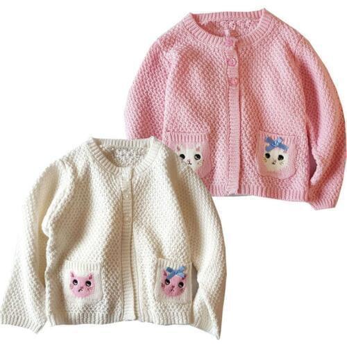 Newborn girls sweaters cardigans baby girl sweater knit baby clothing cotton kitty cartoon knitted clothes infant cardigan cat