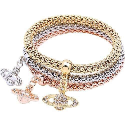 TOUCHEART 3PCS/Set Cubic Zirconia Planets Bracelet&Bangles Charms For Women Bracelet For Jewelry Making Cuff Bracelets SBR190487