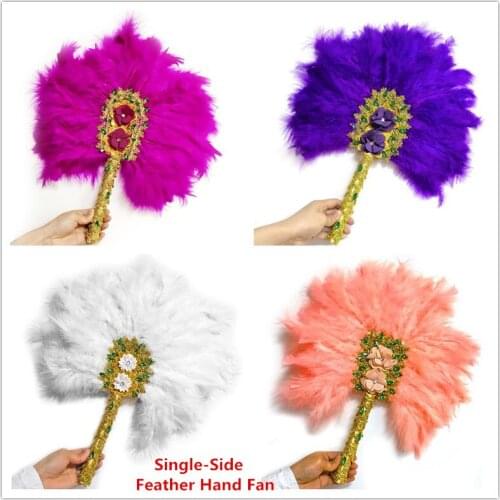 Feather Hand Fan Handmade Luxurious African Dance Lace Feather Fans for Wedding Party Gift Dropshipping Top Wedding Decoration