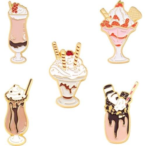 Anime Ice Cream Lapel Pins Cute Cartoons Badges Fashion Enamel Brooches For Women Decorative Brooch Mini Hijab Pins On Backpack