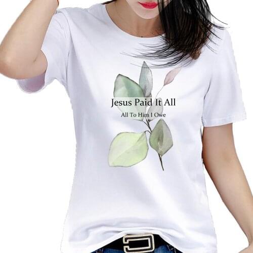 Women T Shirt with Printing Bible Verses Quote Scripture Hymn - Jesus Paid It All All To Him I Owe - Sweatshirt Christian Girls